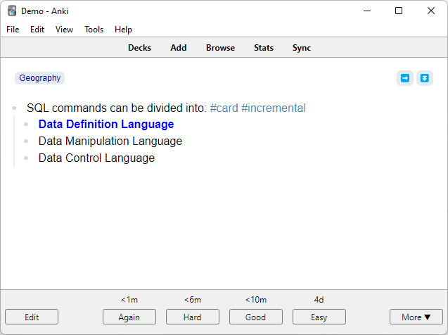 Incremental card 1 back