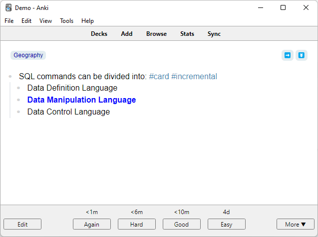 Incremental card 2 back