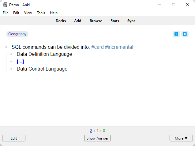 Incremental card 2 front